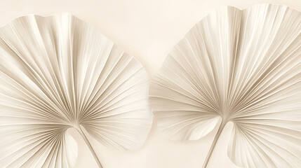 Minimalistic beige palm leaf wallpaper design