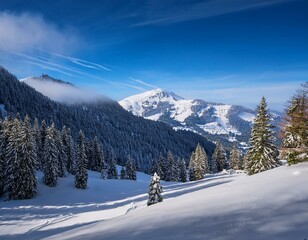 Landscape on the mountains in a winter day