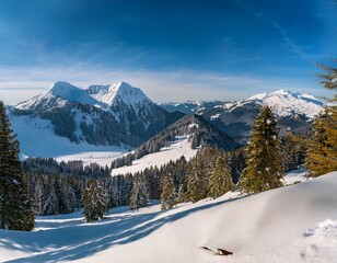 Fototapeta premium Landscape on the mountains in a winter day