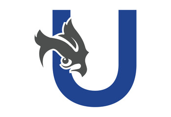 Night Owl Vector Icon with latter U