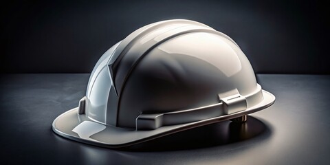 Dramatic White Construction Hard Hat Isolated on Dark Background for Effective Visual Communication in Safety and