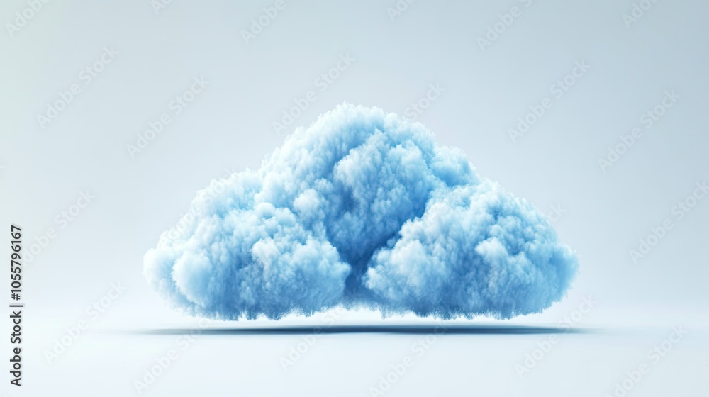 Poster symbol of cloud computing with encryption overlay, front view, white background