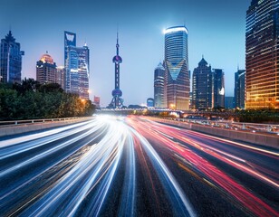 Fototapeta premium the urban transportation in Shanghai China