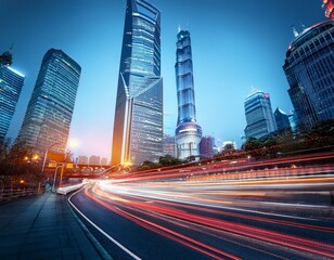 Obraz premium the urban transportation in Shanghai China