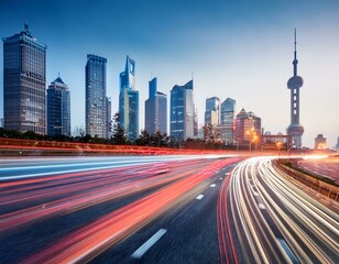 Obraz premium the urban transportation in Shanghai China