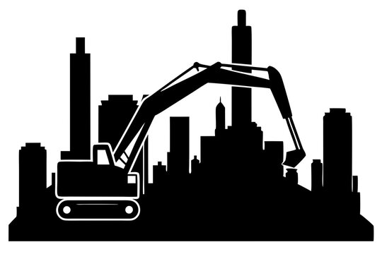 recommend clip art: Construction excavator silhouette vector.