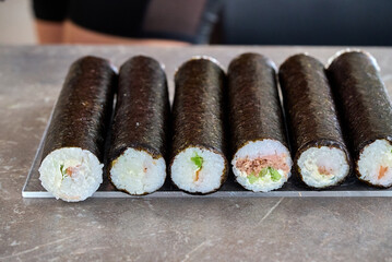 A beautiful and delicious selection of skillfully prepared sushi rolls