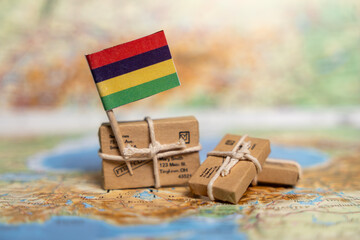 International Shipping to Mauritius: Small Parcels with Mauritian Flag on World Map, Global Postal...