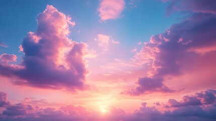 Obraz premium Beautiful sunset twilight sky with pink cloud background