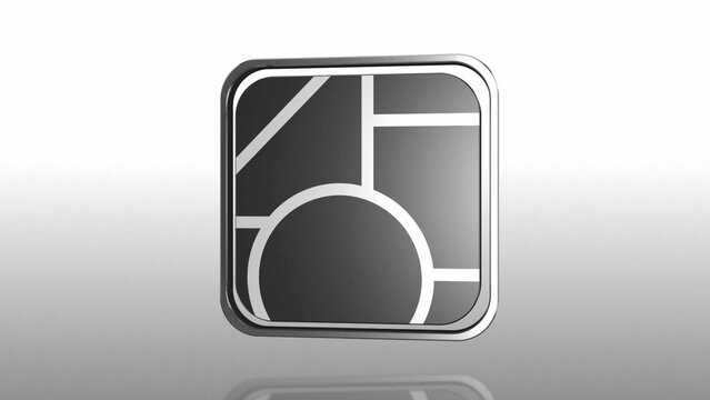 3D Rotating Square Icon with Materials