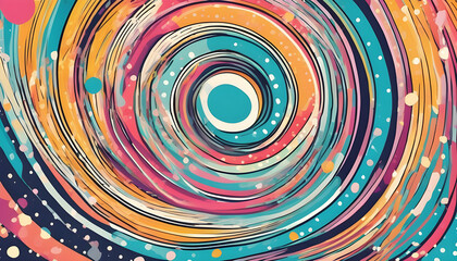 Wide frame background, bright Pop Spring color tone, using lines and dots to energize the image, giving a fresh and energetic feeling.