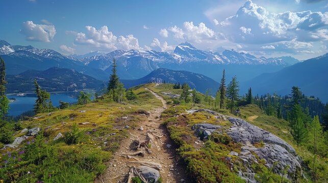 Top Of The World trail in Whistler Bike Park.Bike Park is famous for and drops it on the Peak of Whistler Mountain