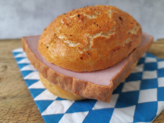 Traditional Oktoberfest Leberkässemmel - Bavarian Meatloaf Sandwich