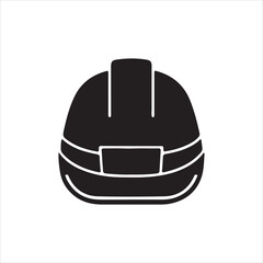 Black safety helmet silhouette vector on white background