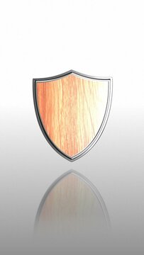 Vertical 3D Rotating Shield Icon with Materials