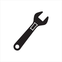 Black Wrench vector silhouette on white background