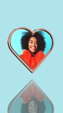 Vertical 3D Rotating Heart Icon with Materials