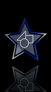 Vertical 3D Rotating Star Icon with Materials