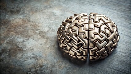 Metal Brain Teaser Puzzle on Grey Textured Background for Intelligence Games