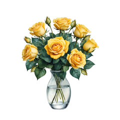 Vintage yellow rose with isolated background, Watercolor yellow rose with isolated background, Minimalist watercolor yellow rose with isolated background.