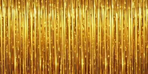 Shimmering Golden Foil Fringe Curtain with Festive Metallic Texture for Celebrations and Parties