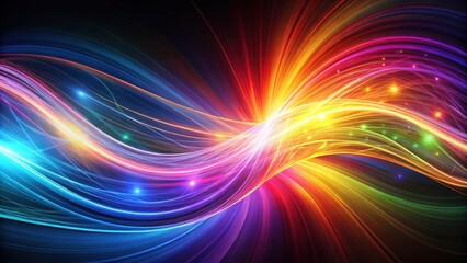 Obraz premium Vibrant swirling lines and glowing colors in dark abstract background art