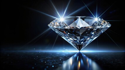 Shimmering diamond in the dark against a black background for luxury design