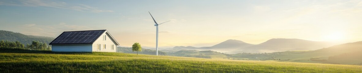 Fototapeta premium Sustainable Living with Wind and Solar Energy