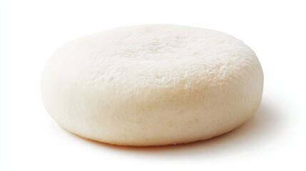 Single steamed bun, isolated on white, soft and fluffy with traditional Asian design