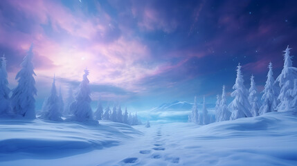 A cozy little house near a stream in the midst of snowy mountains. The mesmerizing winter landscape, enveloped in a fairy-tale atmosphere, fascinates with its peace and beauty.