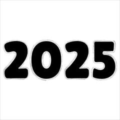 Chinese 2025 Contour White and Black New Year Numeric. Zodiac Asia Silhouette Snake