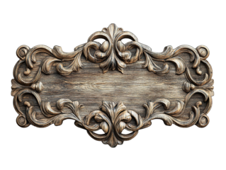 Oblong decorative wooden signboard isolated on a white background PNG