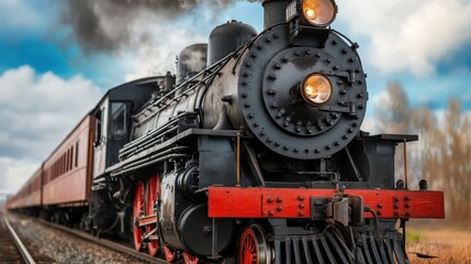 Obraz premium Vintage Steam Locomotive in Action