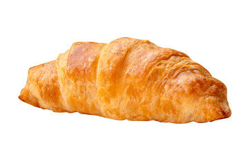Side view of brown croissant isolated on white background with clipping path in png file format