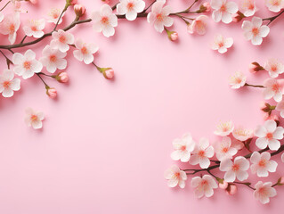 Spring Flowers on Pink Pastel Background: Perfect Greeting for Women’s Day or Mother’s Day