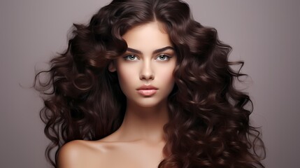 Fototapeta premium Cute girl with lush curly hair