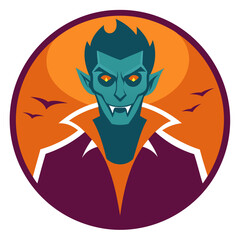 Halloween Scary Vampire Silhouette Vector illustration