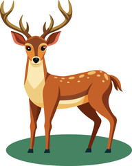 cartoon deer stands flat illustration. Isolated on transparent background.