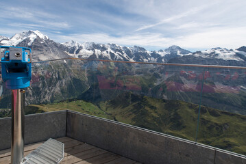 The observation platform on Birg cable car. This is the intermediate cable car station on way to...