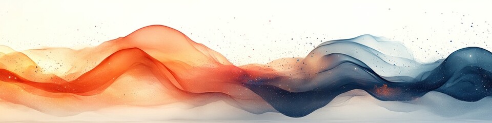 Fototapeta premium Abstract waves of orange and blue flowing in a soft gradient.