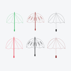 Obraz premium umbrella vector bundle at sunset, Vector umbrella bundle icons, Umbrella in a rain shower, Rainbow Umbrella, vector icon set, Insurance Line Vector Icon, 