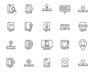Set of Book Recommendation icons. Literature book icons collection. Textbook icons