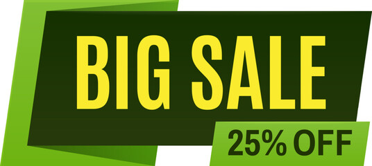 Vibrant green and yellow sale banner with a 25 percent discount attracts customers, ideal for online or in store shopping. Modern design grabs attention in any retail setting