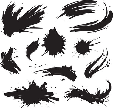 black brush strock art set