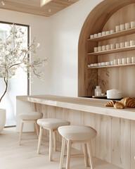Cafe shop design Minimalist and Loft 3D render.