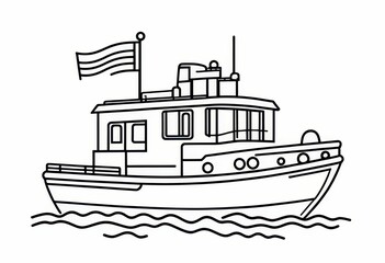 Obraz premium Sea ship, coloring book. Black and white illustration