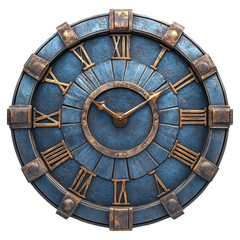 Fototapeta premium Vintage Blue Wall Clock on Transparent Background
