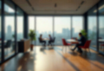 Fototapeta premium motion blur background of modern office interior design contemporary workspace for creative business defocus long exposure shake jerk