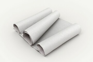 Obraz premium Neatly rolled white paper sheets arranged on a flat surface for minimalistic design ideas