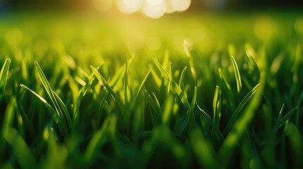 Fototapeta premium Brazil flag in close-up against a green field background